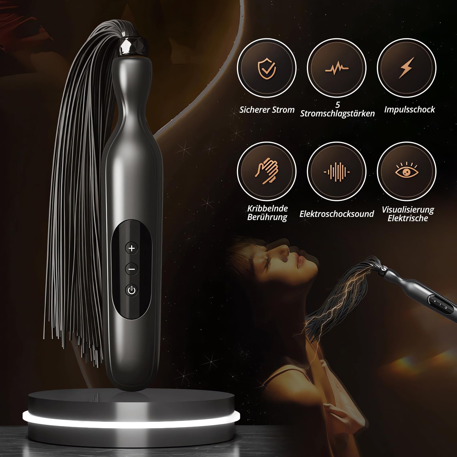 SXOVO Latigo Eléctrico Juguetes Eróticos para Pareja Sexuales - Fusta y Latigo Sexuales con 5 Niveles Intensidad Descarga, Fusta Eróticos para Esclava Azotaina, BDSM Juguetes Sexuales Mujer Hombre