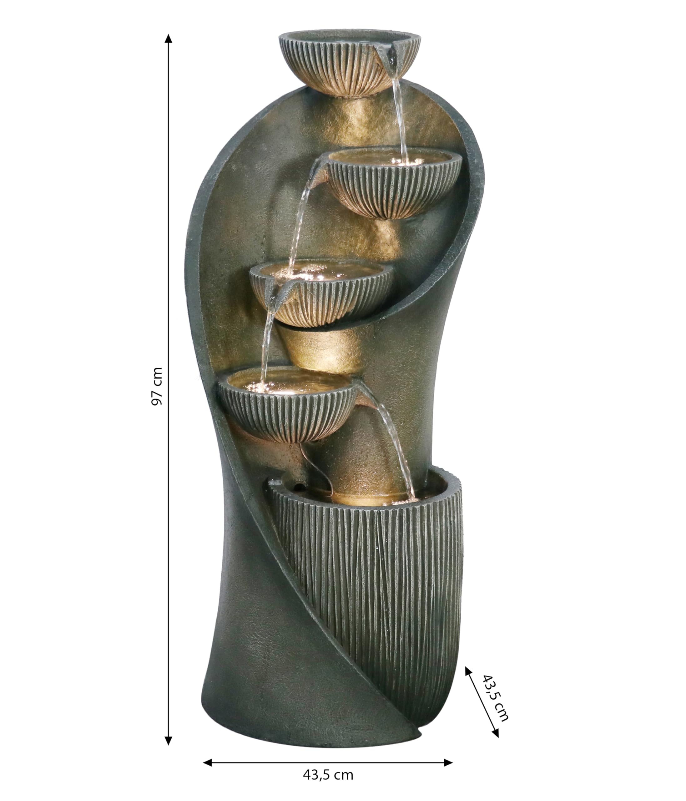 Dehner Gartenbrunnen Atlas, Terassenbrunnen frostbeständig, Brunnen für Außen, mit LED Beleuchtung, ca. 97 x 43.5 x 43.5 cm, Polyresin, grau