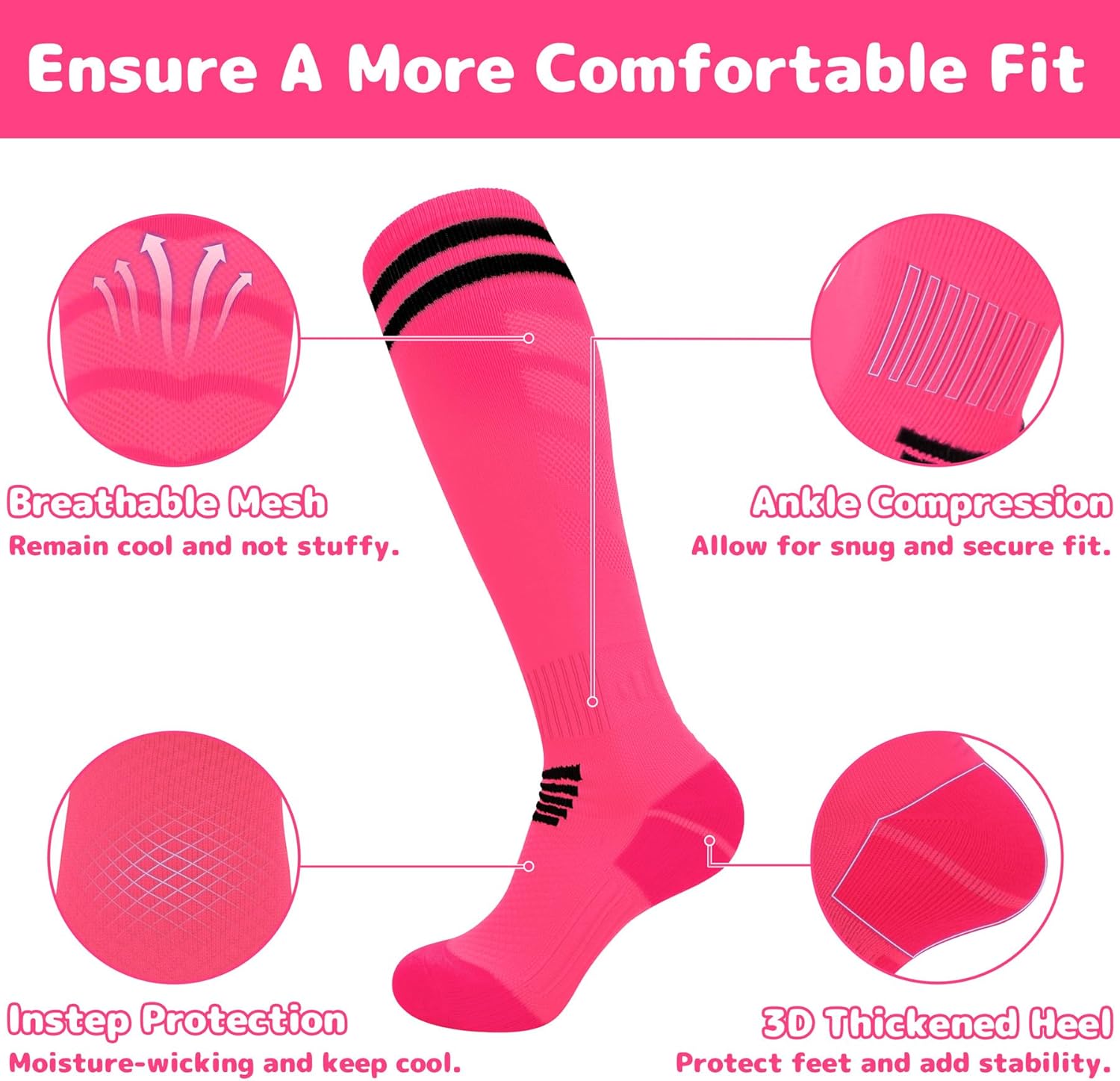 Olreco Kids Soccer Socks Youth Baseball Socks Men Women Softball Sock for Girls Boys Football Sock Men Team Sports Accessory - Image 2