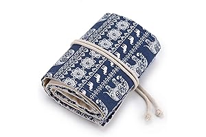 BTSKY 108 Slot Colored Pencil Roll Up Case for Prismacolor Premier Pencils-Elephant