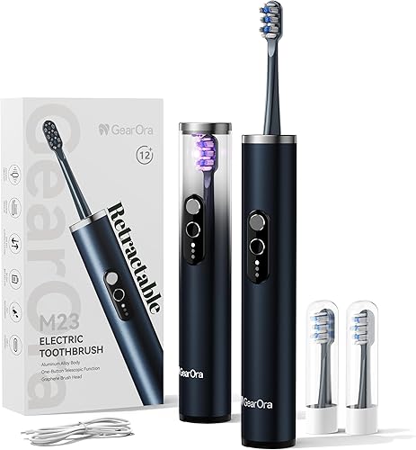 GearOra M23 Versenkbare Reisezahnbürste mit UV-Reinigung, Schallzahnbürste, Elek