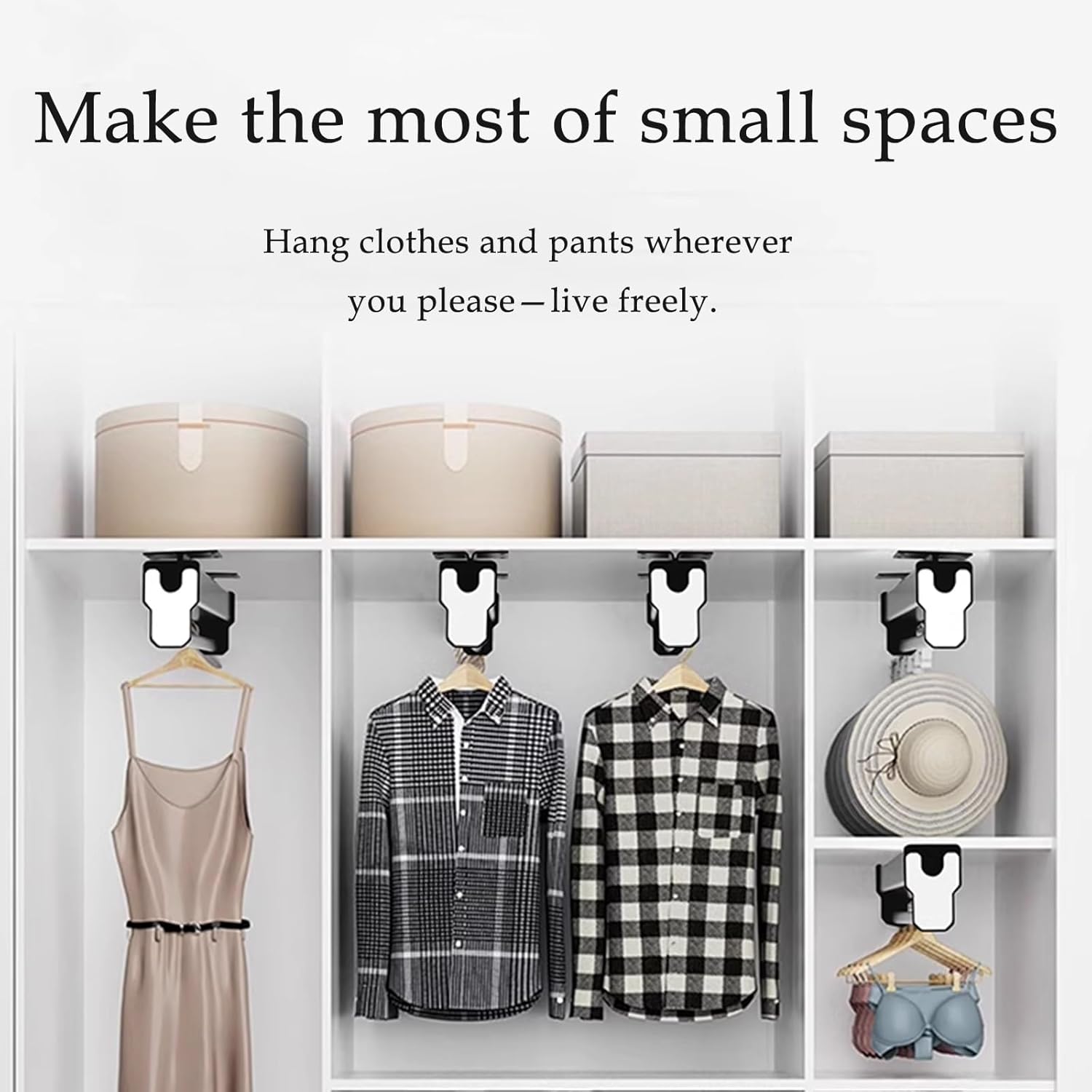 Closet Clothes Hanger Rail Pull-Out Closet Rod,for Closet for Space Saving and Storage Maximum(Black,35)