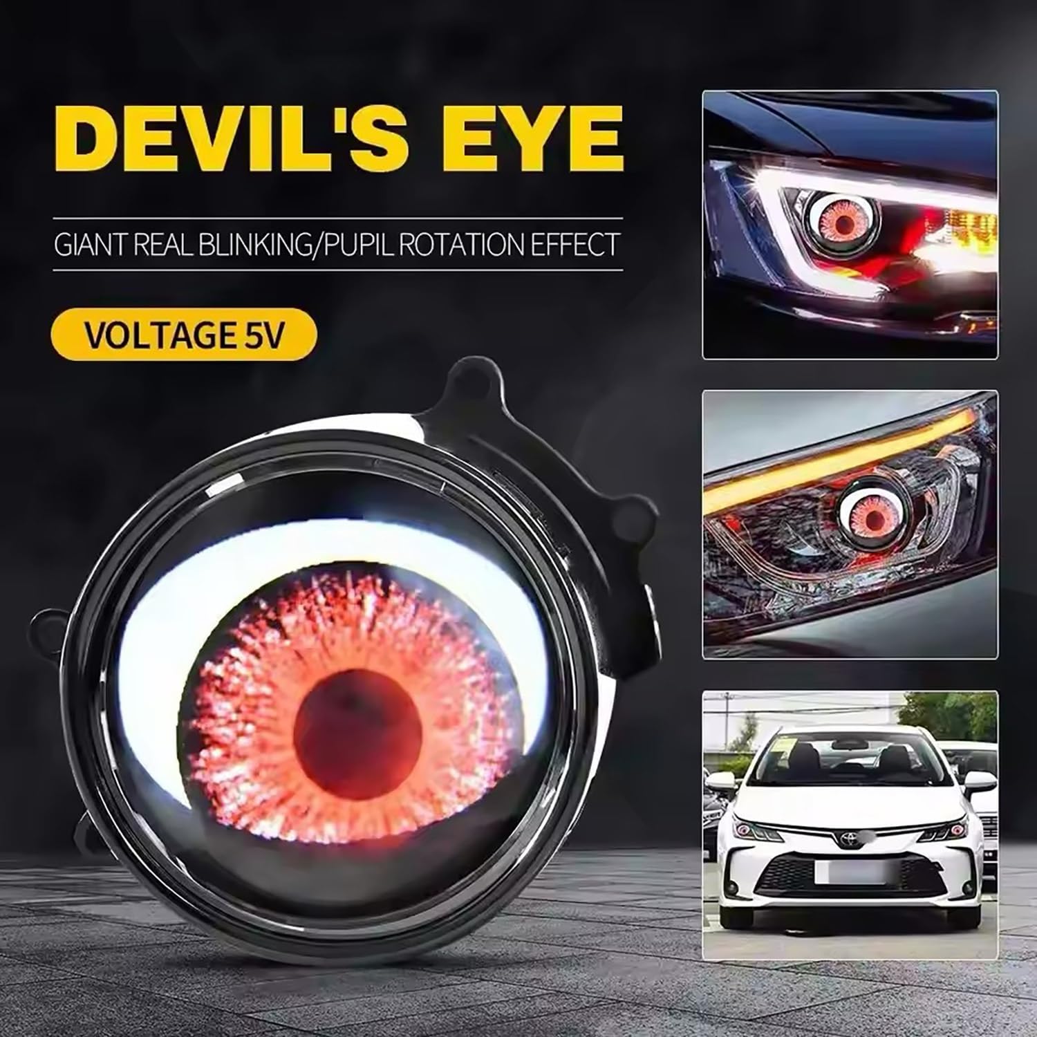Occhi LED Devil Eyes Per Auto E Camion - Display Programmabile 120x595 Mm, Controllo Da Smartphone