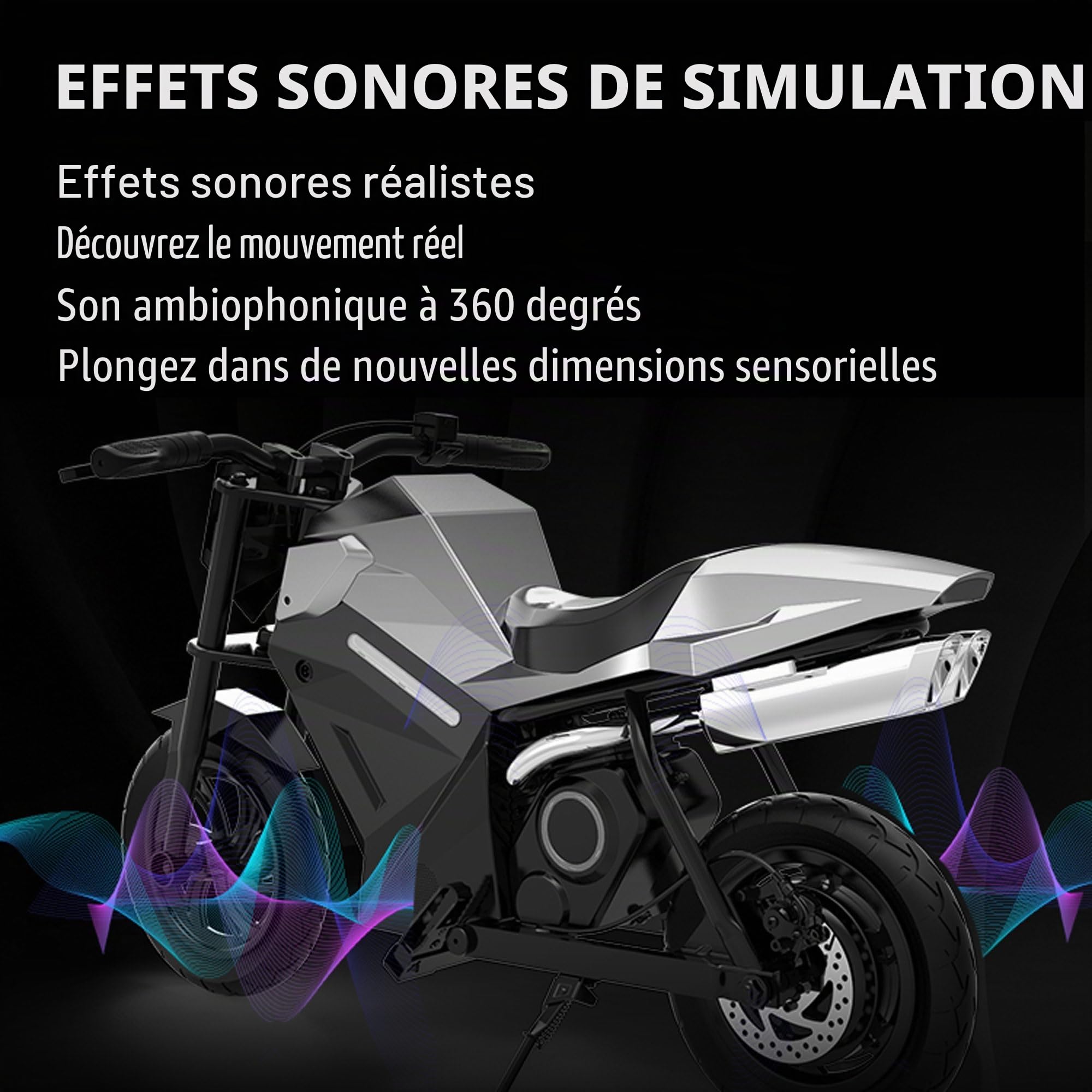 Motocicleta Eléctrica para Niños de 8 a 10 Años con Motor de 250/350 W, 3 Velocidades (8/13/16 km/h), Autonomía de 15 km, Neumáticos de 12,5", Sonidos Realistas y Efecto de Niebla