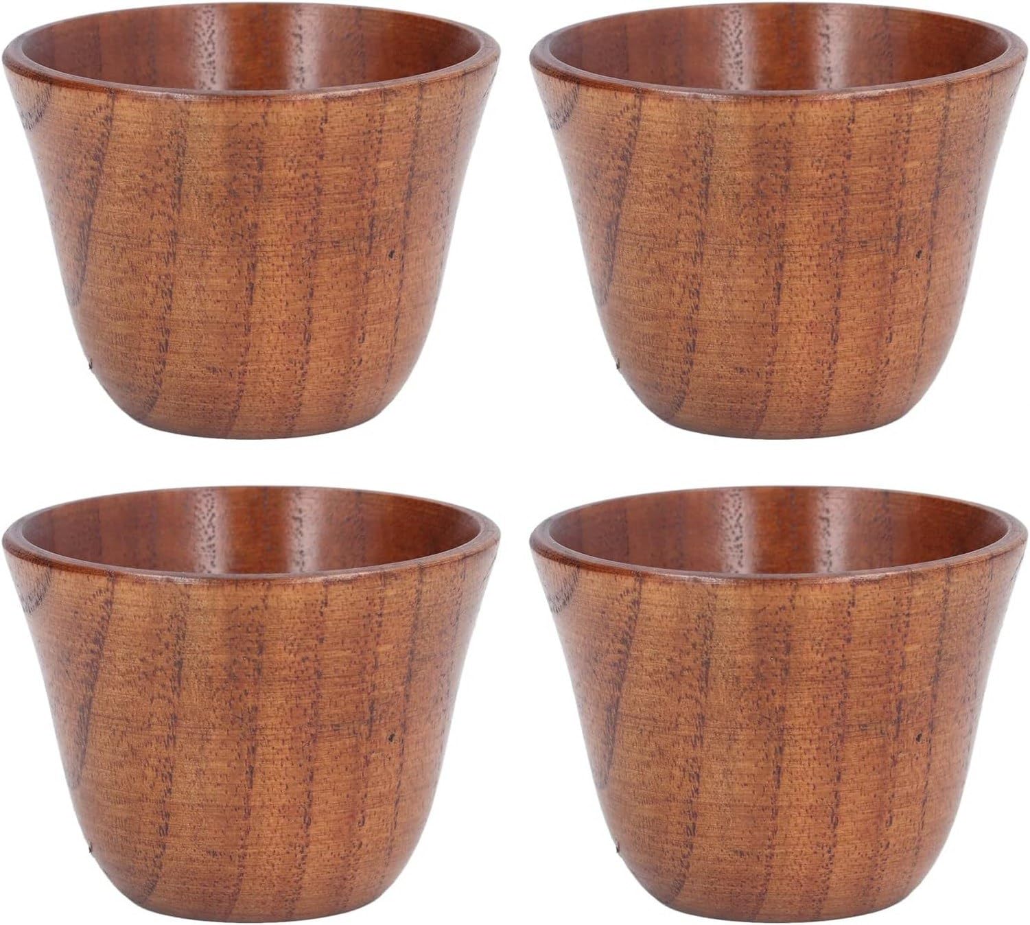 Lot de 4 Tasses en Bois 75ml Rétro Thé Set Mug Isotherme pour Café Bière Thé Jus Lait