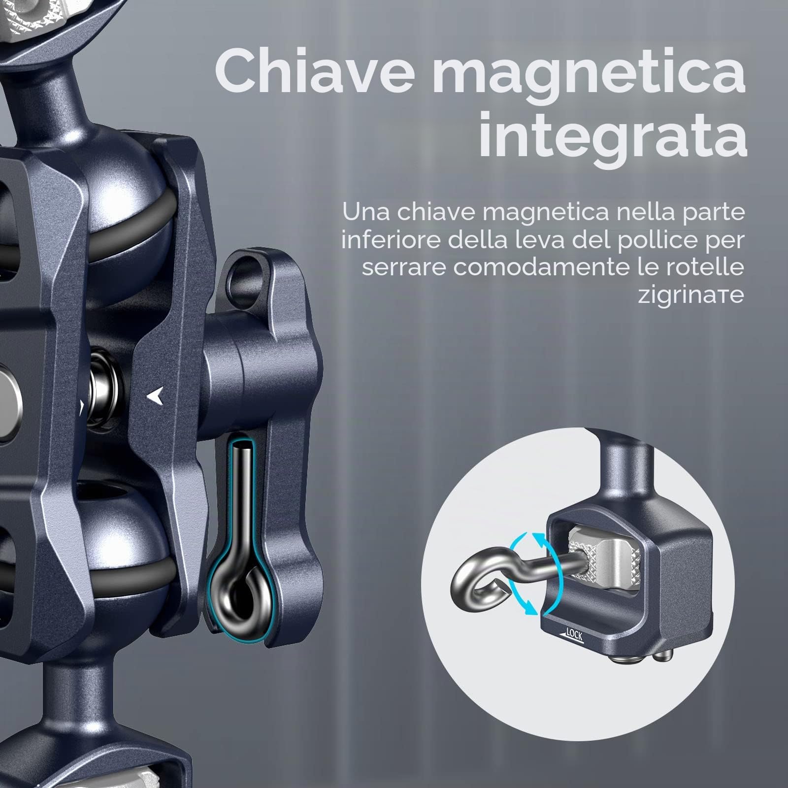 SMALLRIG Braccio Magico con Doppia Testa a Sfera con Viti da 1/4"-20, Carico Massimo 13.23lbs/6kg, Solo 88 g, Realizzato in Lega di Alluminio e Acciaio Inossidabile - 3873