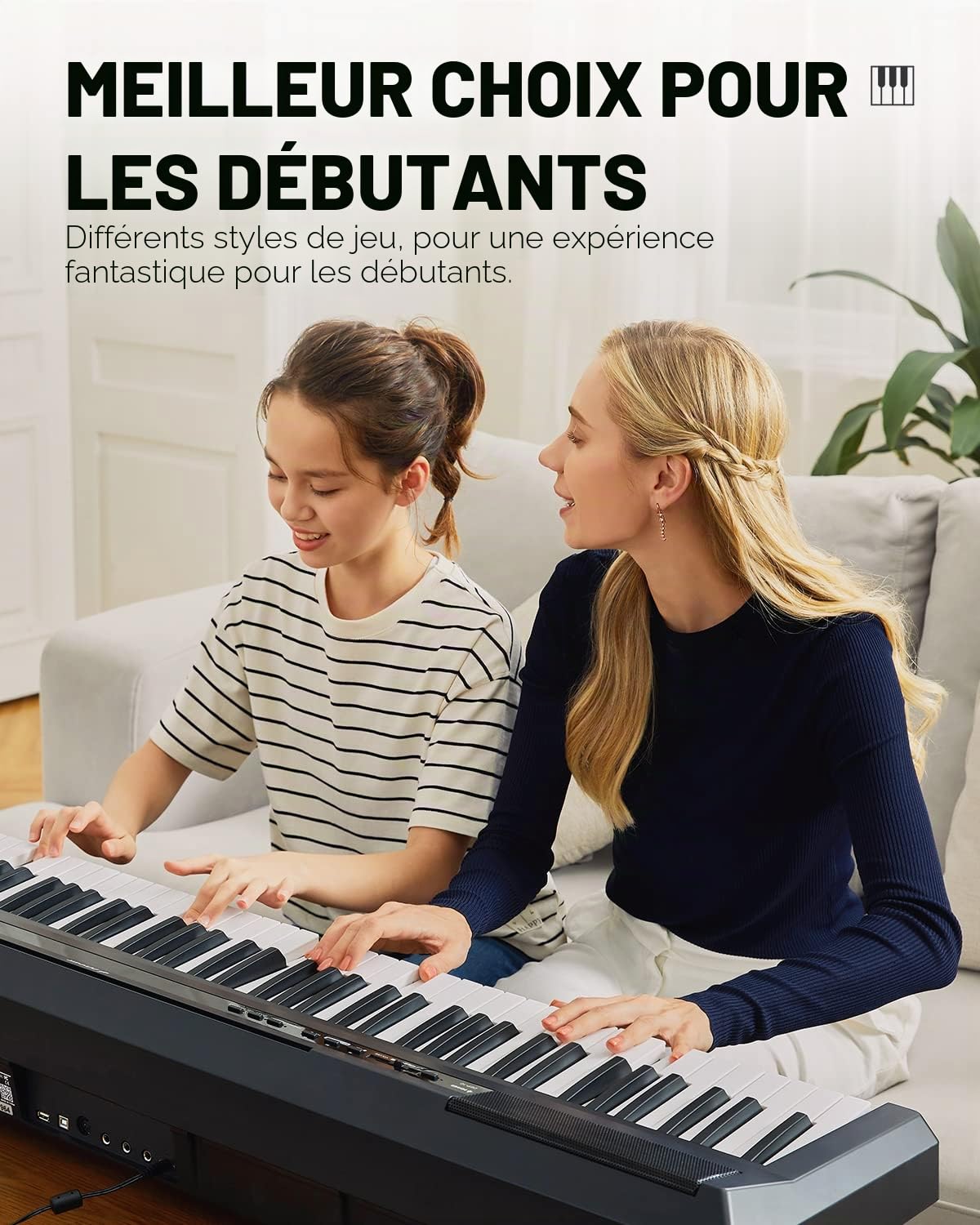Donner Piano Numérique électrique 88 Touches Semi-lestées, Compact Clavier Touches lourdes Fullsize pour Débutant avec Pédale (Noir Classique, DEP-10)