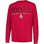 Ultra Game NBA Official Mens Super Soft Game Day Long Sleeve T-Shirt - Unisex, Houston Rockets, Team Color, X-Large