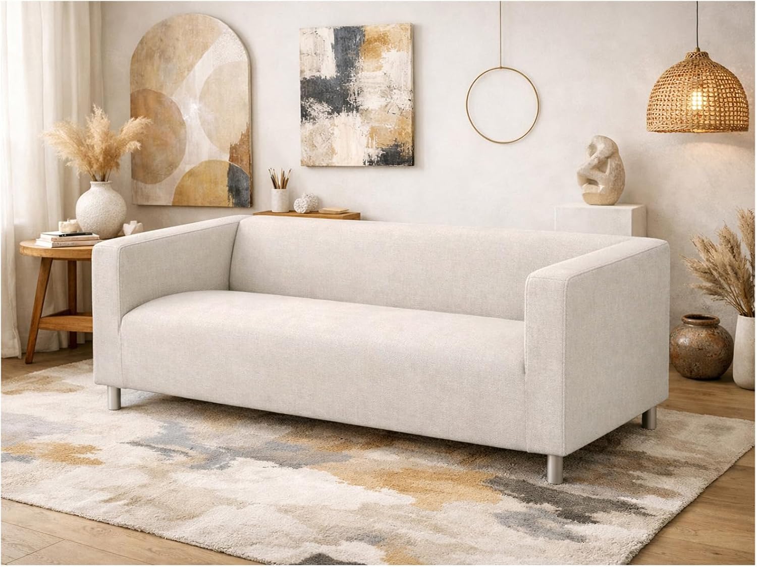 The Klippan Loveseat Cover Replacement is Custom Made Compatible for IKEA Klippan Loveseat Slipcover, A Sofa Cover Replacement. Cover Only Light Polyester Beige