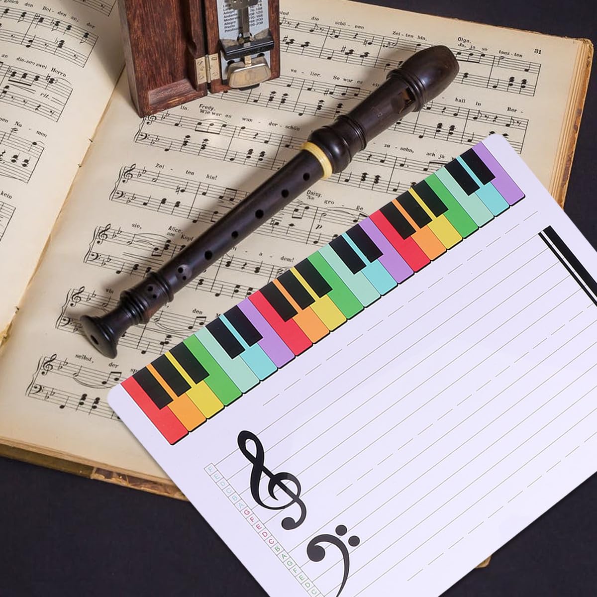 Lavagna Adesivi Magnetici a Casa per Pratica Musicale 2 Pezzi Pentagrammata Cancellabile Doppia Faccia Bianca in Plastica