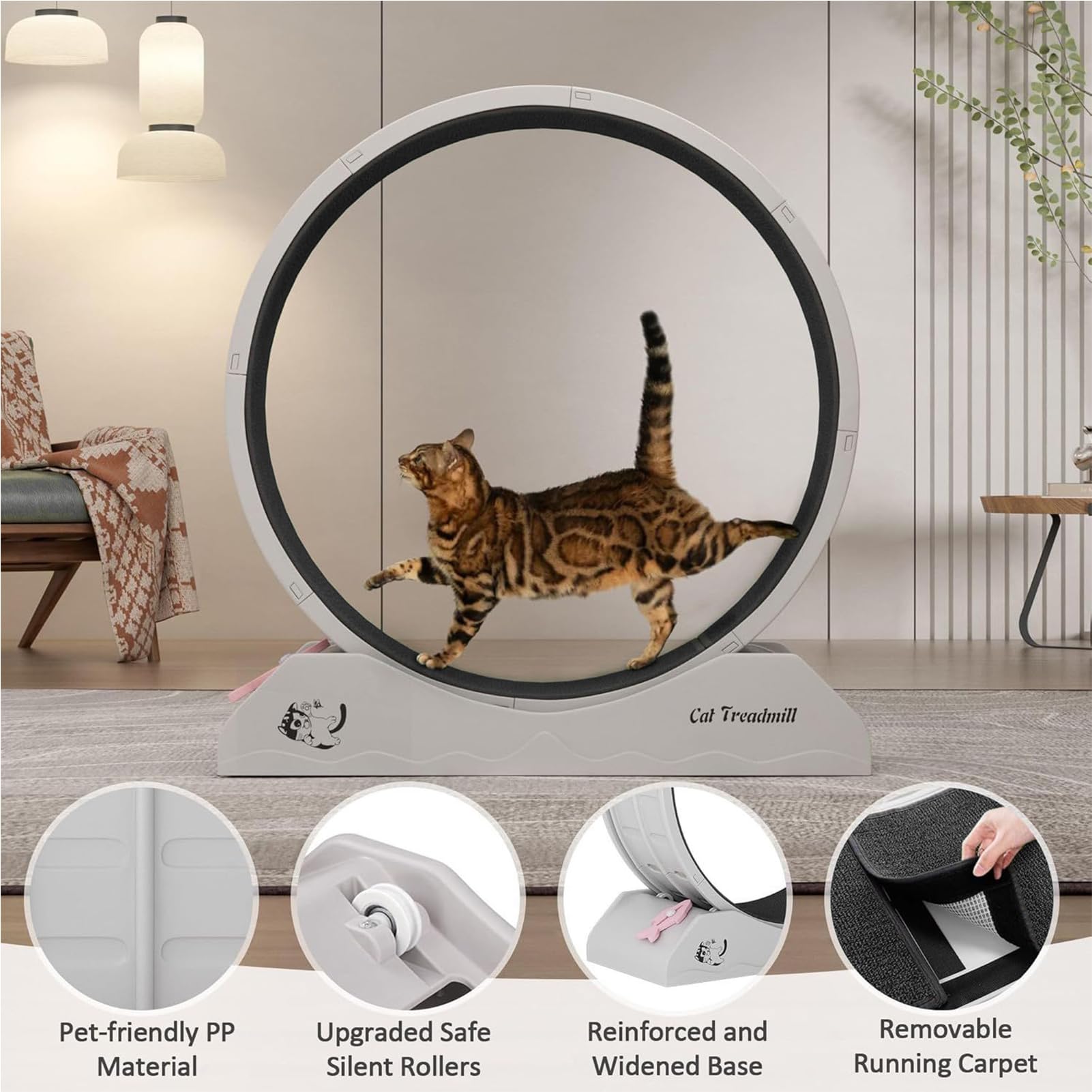 Rueda para Gatos Ejercicio Interactivo Ergonómico Silencioso Antideslizante | Equipo Fitness para Gatitos Rueda De Correr Silenciosa Para Gatos, Juguete Interactivo Interior Y Exterior