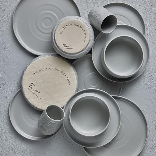 Miniatura 7 de Stone by Mercer Project SHOSAI - Juego de vajilla de gres de 32 piezas color gris moteado