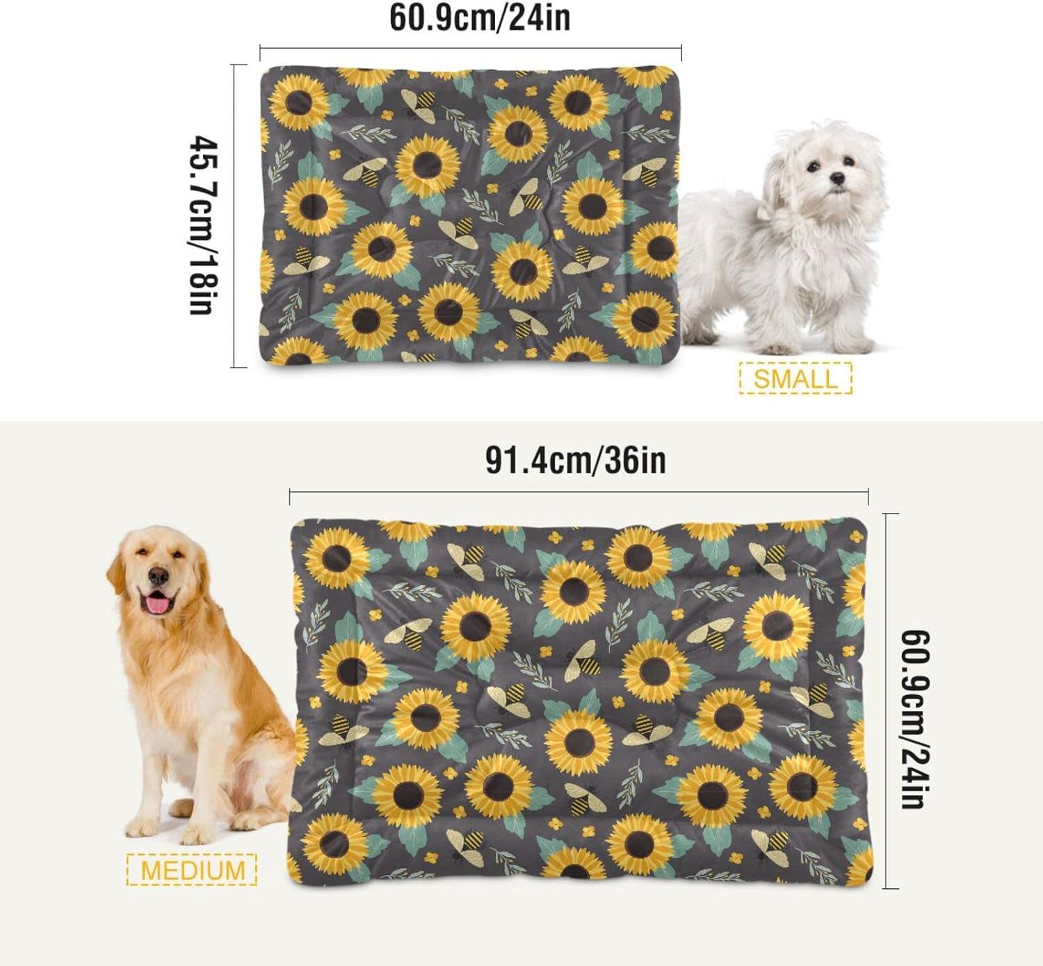 review Ultra Soft Pet Bed Washable Dog Bed Crate Mat for Dogs Fleece Dog Crate Kennel Pad Cat Pet Bed Liner 24x18in Tender Farmhouse Summer