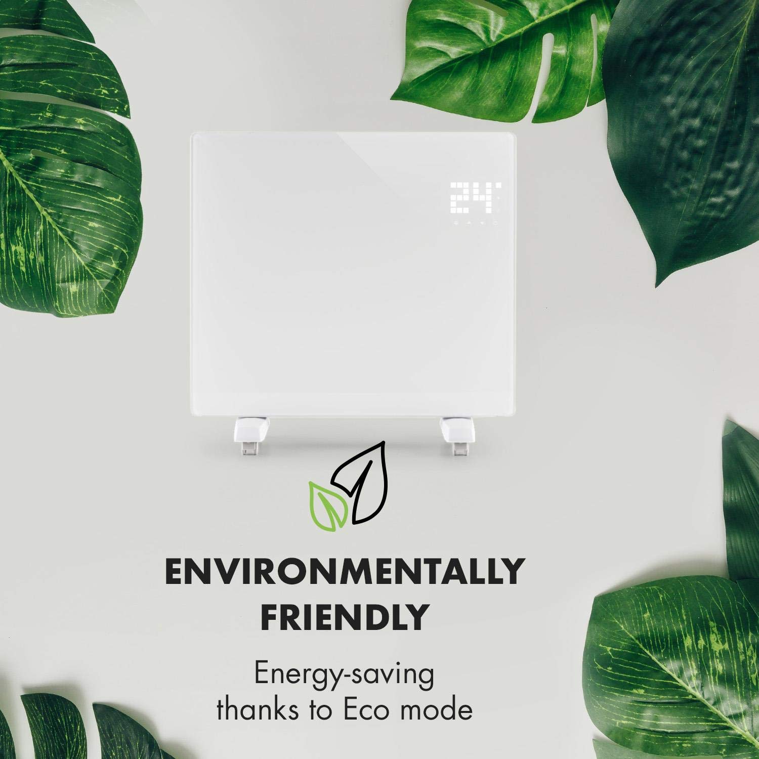 Klarstein Bornholm Single Smart - calentador de convección, pantalla LED, pantalla táctil, temporizador, control de aplicaciones, 2 niveles de calentamiento 500 y 1000 vatios, termostato 5-45 ° C,