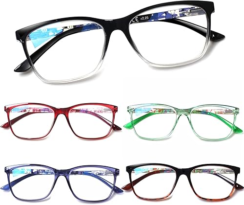 SIGVAN Lentes de lectura para mujer, con bloqueo de luz azul, bisagra de resorte, diseño de moda, lentes con estampado para mujer