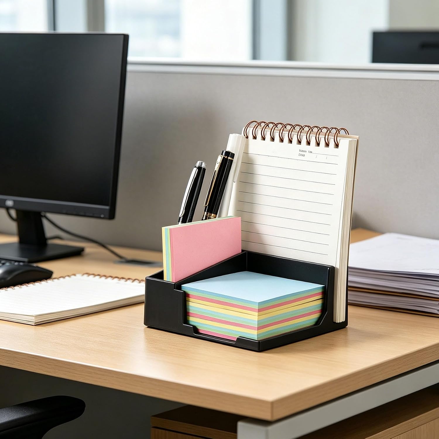 Sticky Note Holder with 5-in-1 Stencil Templates Reusable Note Pad Organizer Compatible with Standard 3 x 3 Inch Sticky Notes image 5