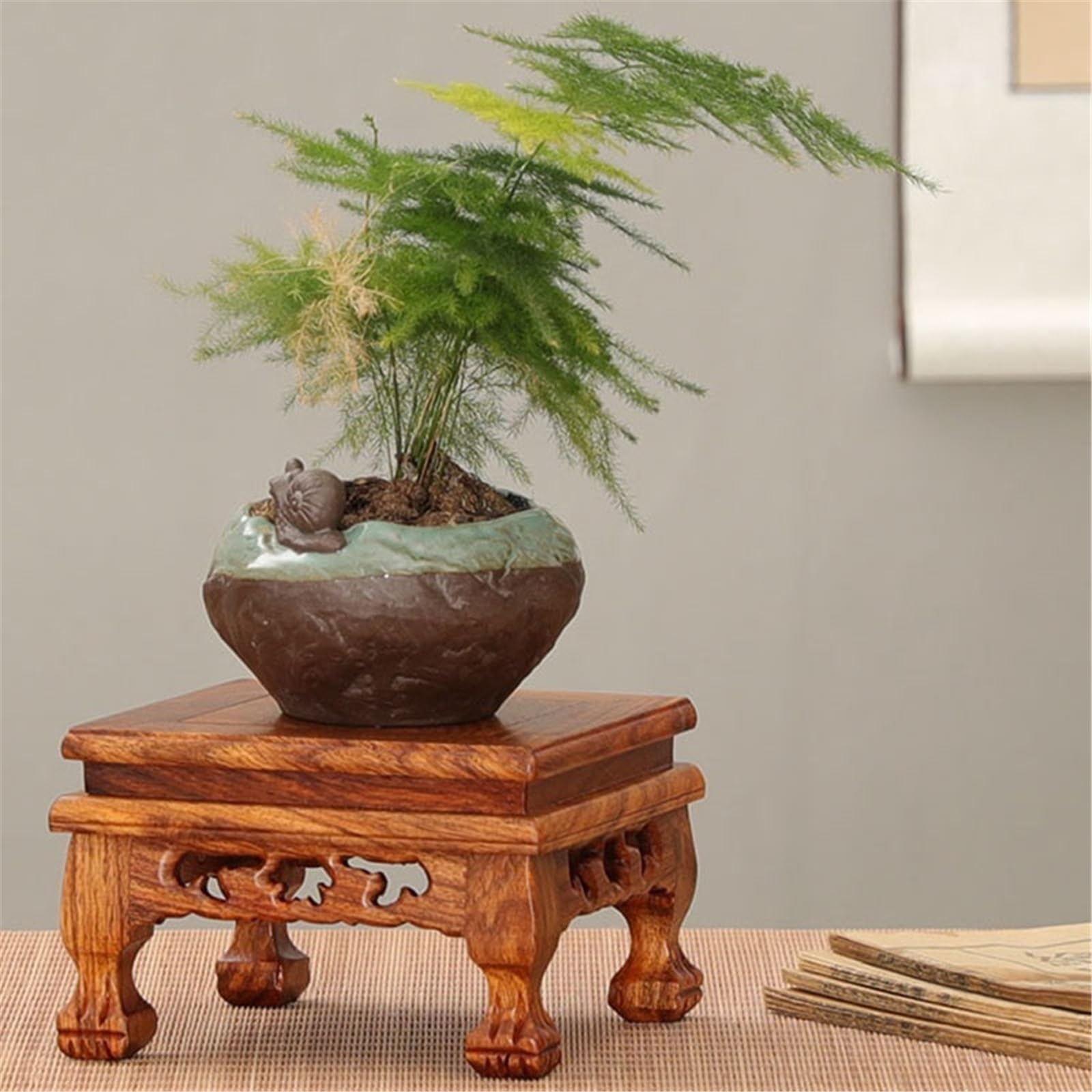 Stół wystawowy Bonsai Kwadratowa drewniana podstawa do wazonu na herbatę, uchwyt akwarium Bonsai(Średni)