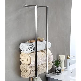 Towel Rack for Bathroom Wall Mounted Towel Rail Stainless Steel Towel Holder for Bathroom Can Hold 6 Bath Sheets for Bath Towels and Towels Silver