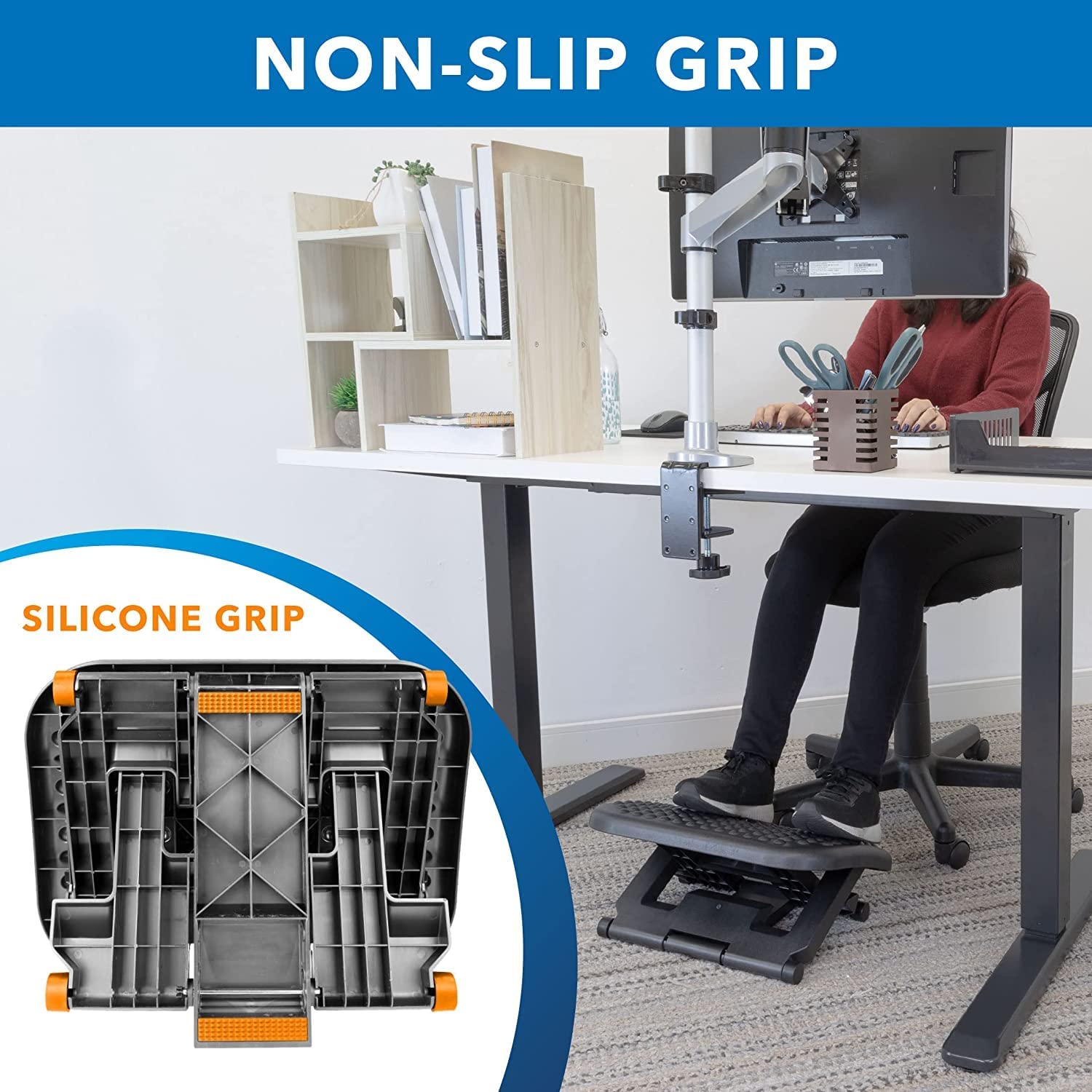 Ndola Ergonomic Adjustable Office Footrest Desk | 3 Height and 30-Digry Tilt Angle Angle Relax under the table chair with a massage texture design with easy adjustment Ndola Ergonomic Adjustable Office Footrest Desk | 3 Height and 30-Digry Tilt Angle Angle Relax under the table chair with a massage texture design with easy adjustment