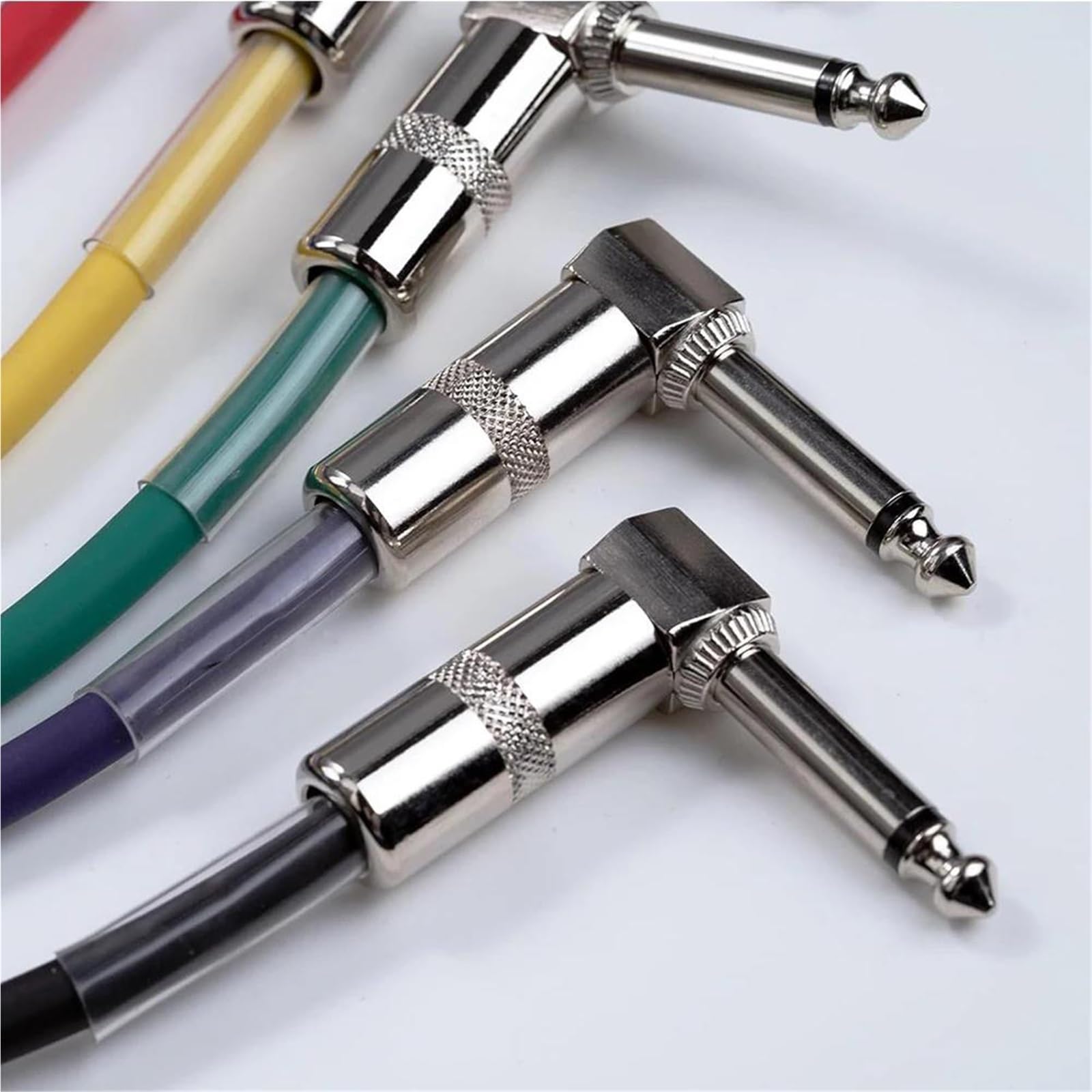 Cable De Audio Para Guitarra Cables Paquete De 6 Cables Instrumentos Protección PVC Conductivos Bajo Ruido En Ángulo Recto 1/4 Pulgadas Duraderos