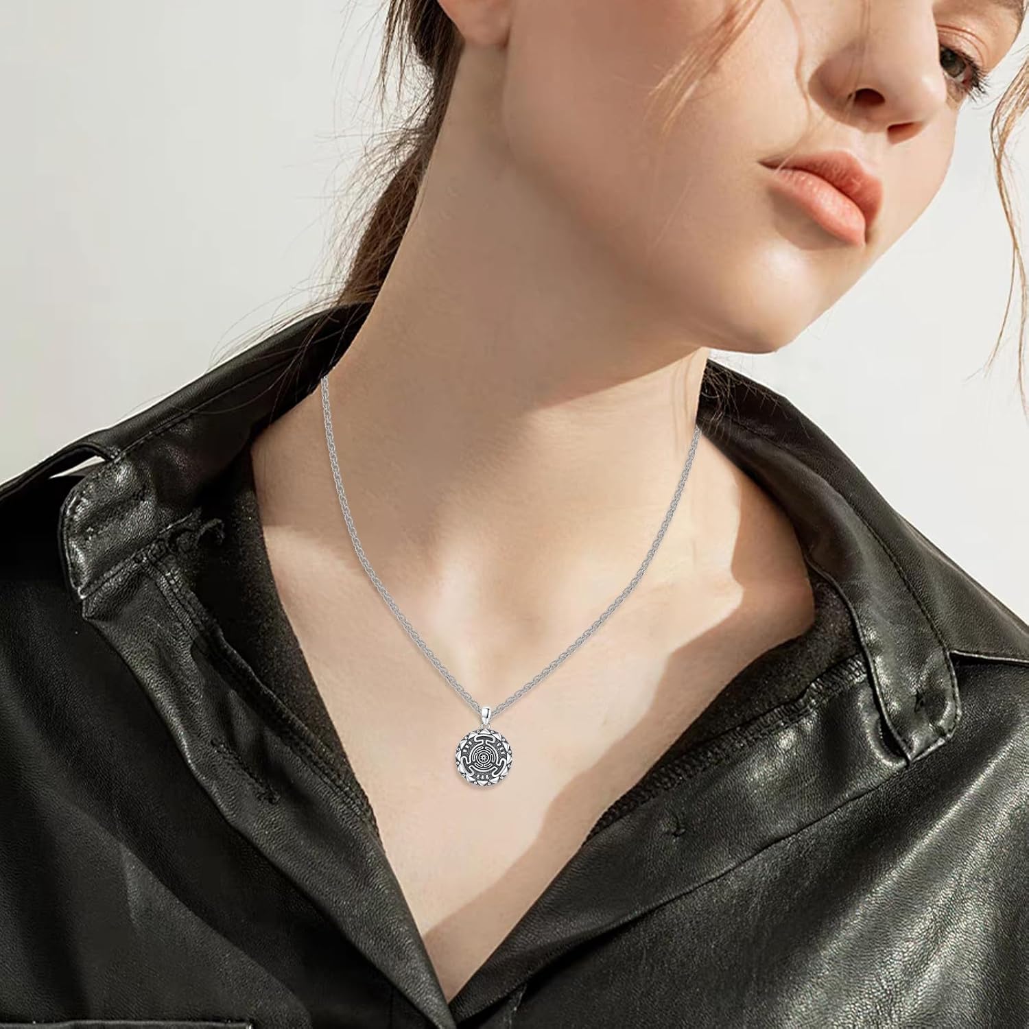 Hecate Necklace for Women 925 Sterling Silver Wheel of Hecate Pendant Necklace Hekate Jewelry Gifts for Women Men - Image 3