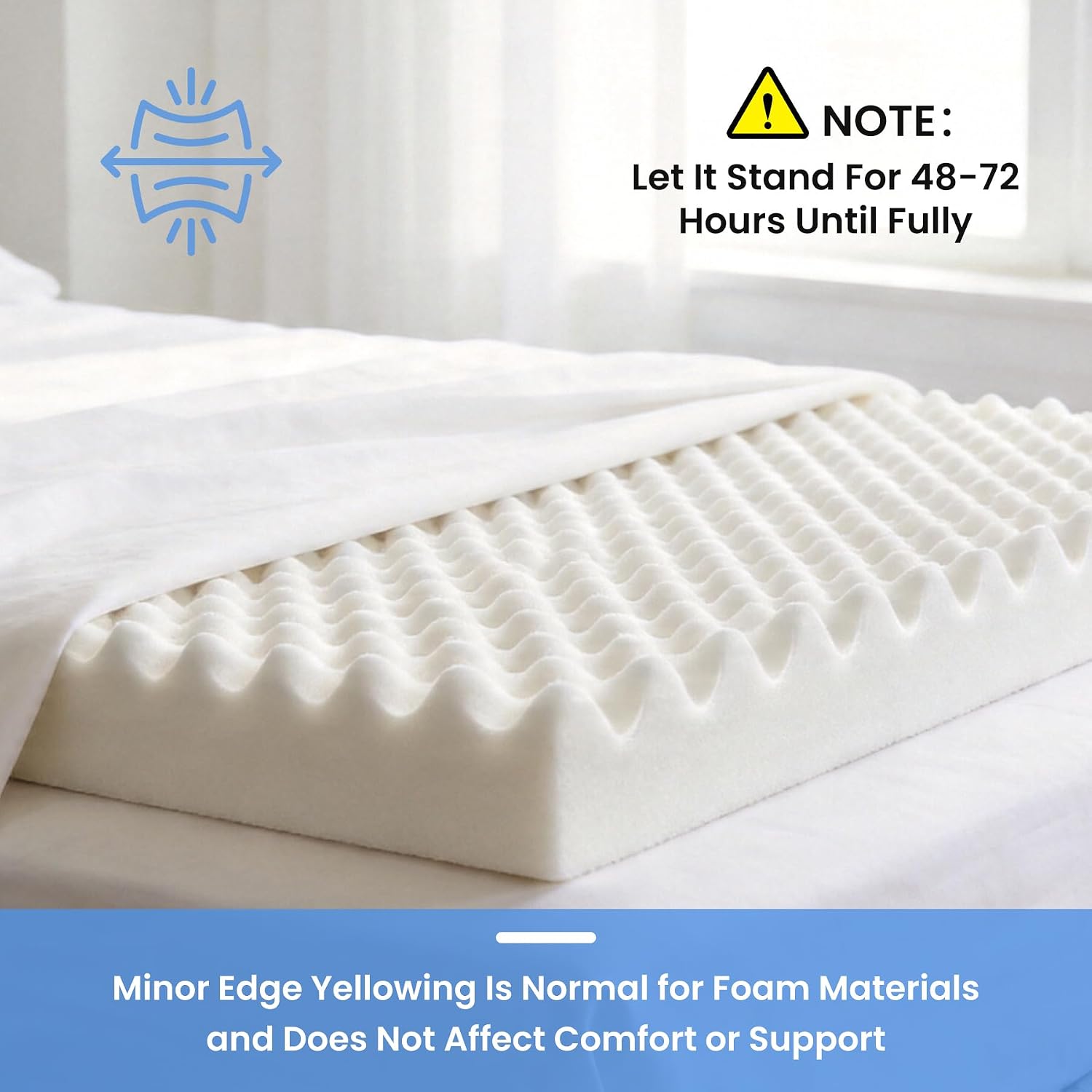 Egg Crate Foam 72 x 24 x 1 Inch, High Density Upholstery Foam Cushion, Pressure Relief Foam Cushion for Bed Sofa Chair Hospital, Cuttable Egg Crate Seat Cushion with Air Circulation (72 x 24 x 1 Inch)