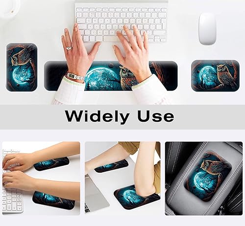 Miniatura 6 de Reposamuñecas para teclado + coderas de escritorio (juego de 3 unidades), reposamuñecas de gel de espuma viscoelástica para teclado y mouse, cojín