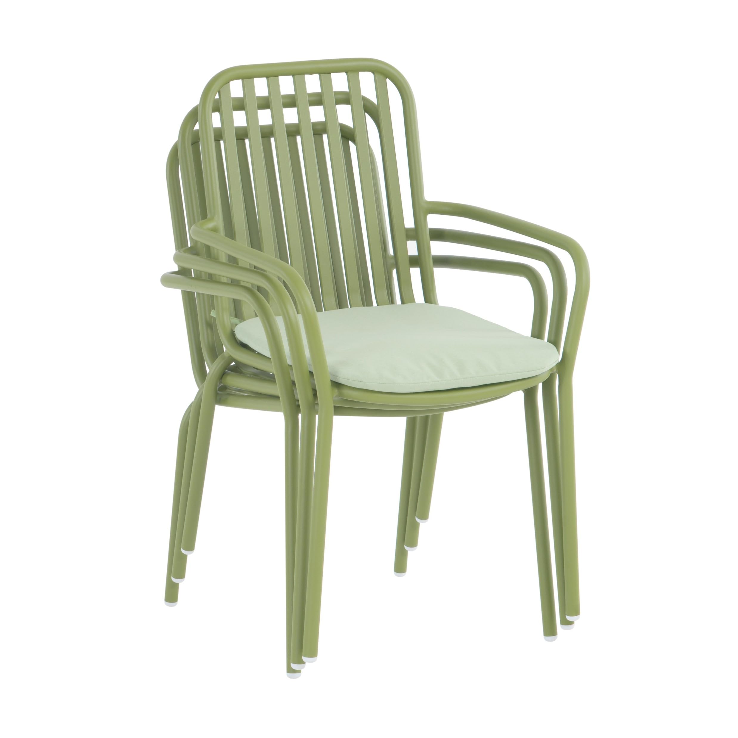 METRO Professional Fauteuil Soto, avec Accoudoirs, Empilable, Aluminium, 57 x 69 x 86 cm (Vert Olive)