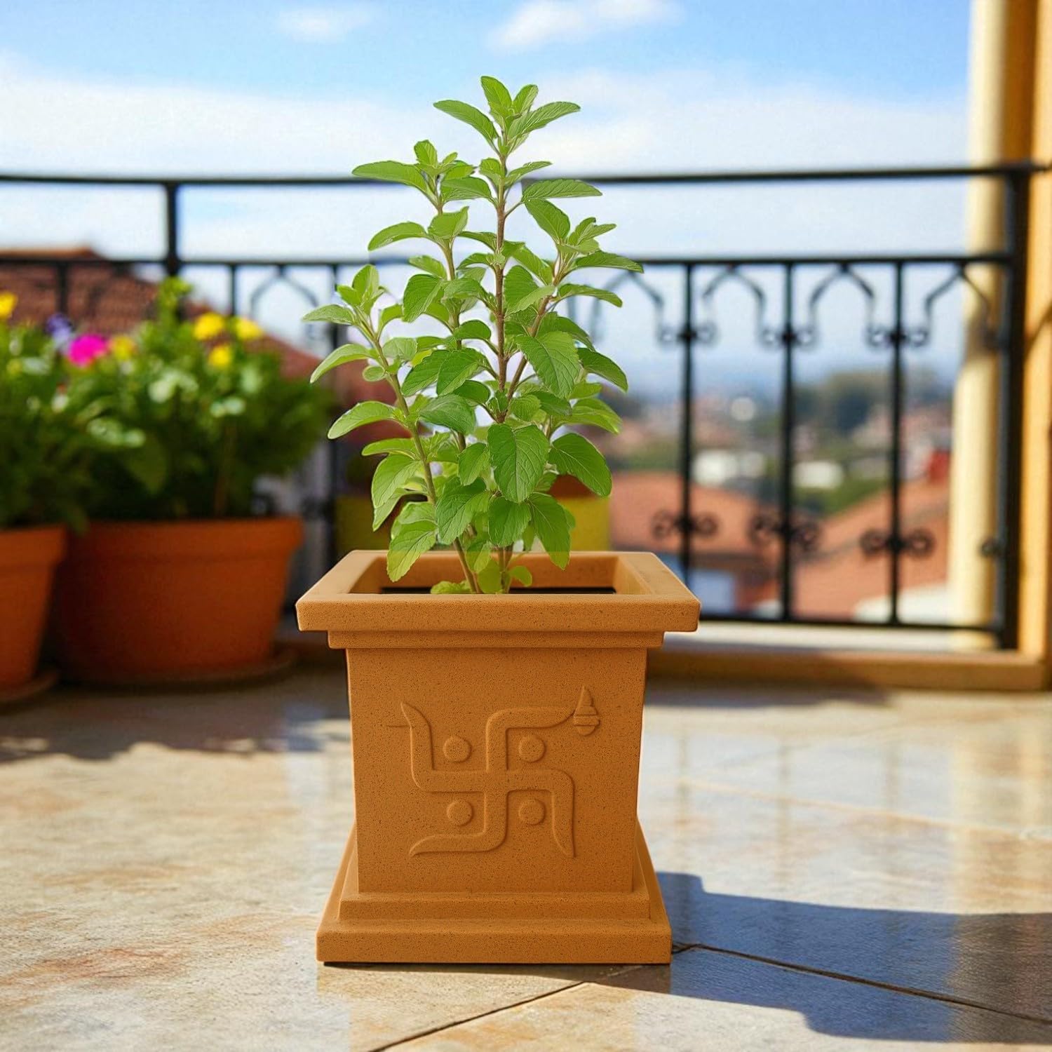 Go Hooked Tulsi Pot - Traditional Indian Planter -18