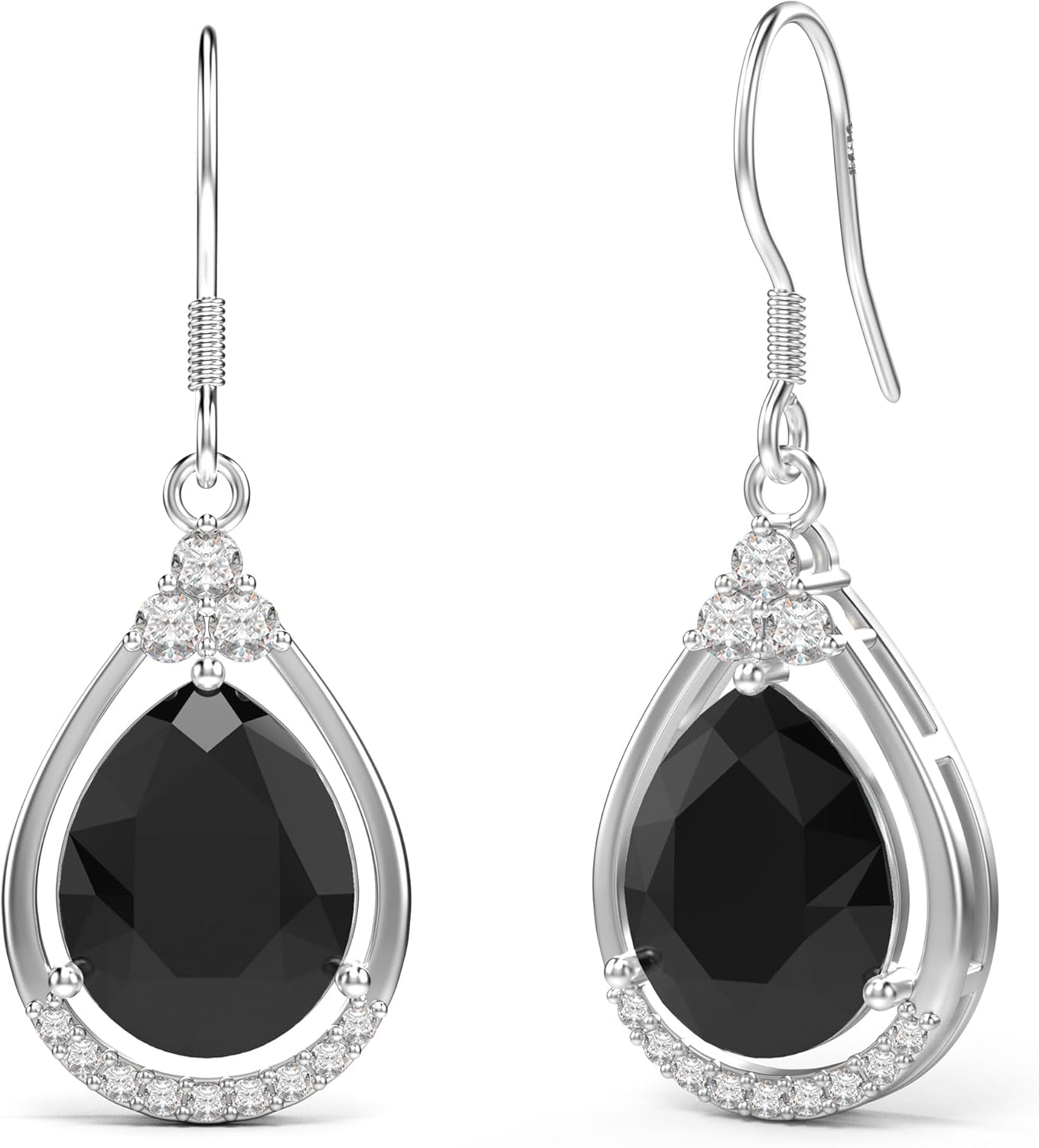 18K White Gold Plated Sterling Silver Teardrop Cubic Zirconia Drop Dangle Earrings ...