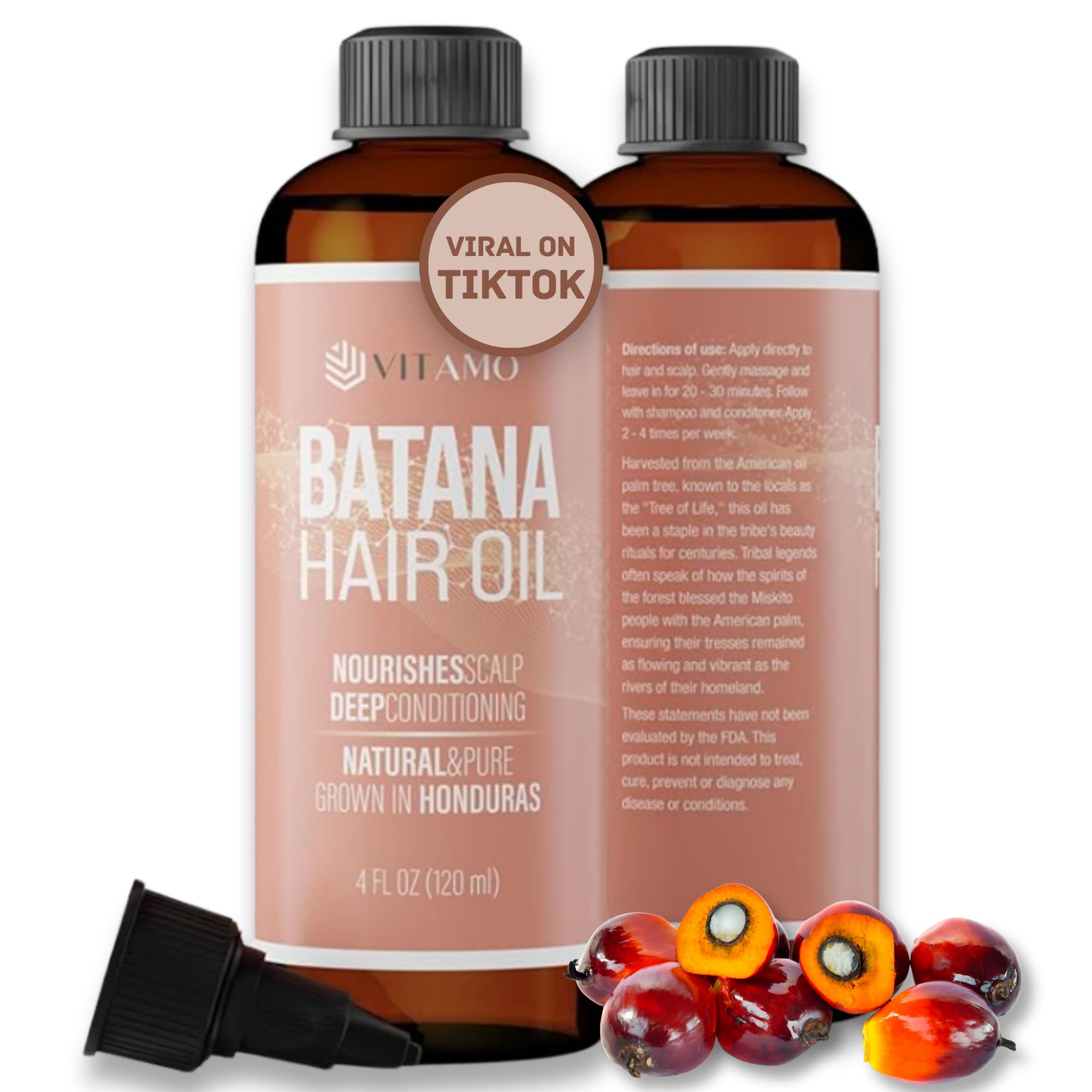 Vitamo Premium Batana Oil For Hair Growth | Elaeis Oleifera 100% Raw For Natural Scalp Care | Dr Sebi Hair Shine Treatment For Men
