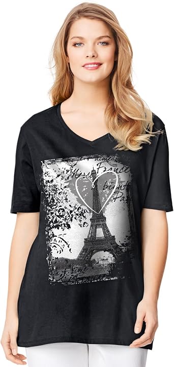 Printed Short-Sleeve V-Neck T-Shirt 