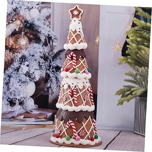 Miniatura 7 de Beatifufu Decoración de Navidad Bastones de caramelo de arcilla Decoraciones de árbol de Navidad Resina Pan de jengibre Árbol de Navidad Estatua de