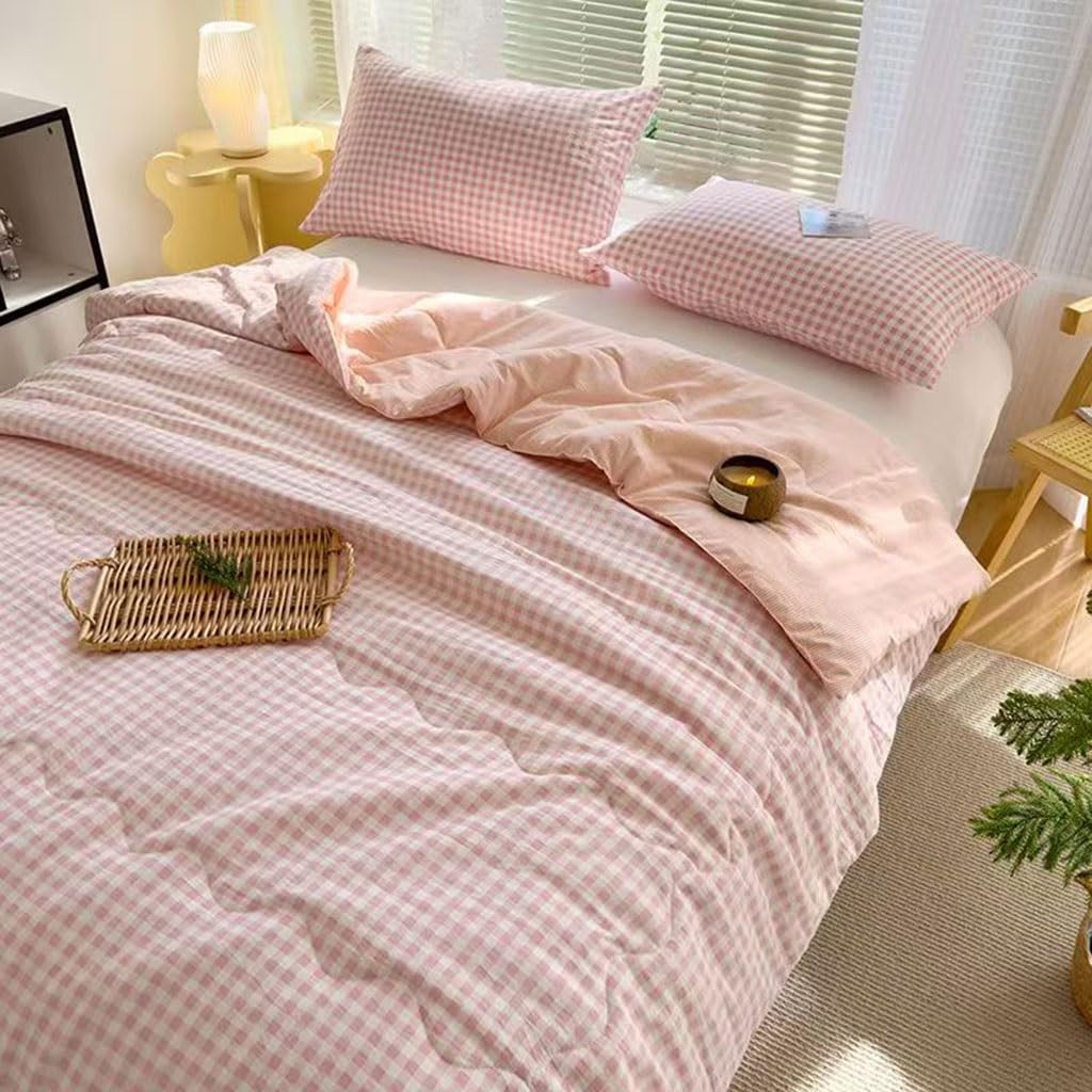 Bedspread Coverlets Patchwork Quilts Double/Set King Size Cotton Reversible Quilt,Lightweight and Breathable Super Soft Summer Quilt,Air Conditioning Quilt,Couch Blanket Bedding(M,150x200cm)