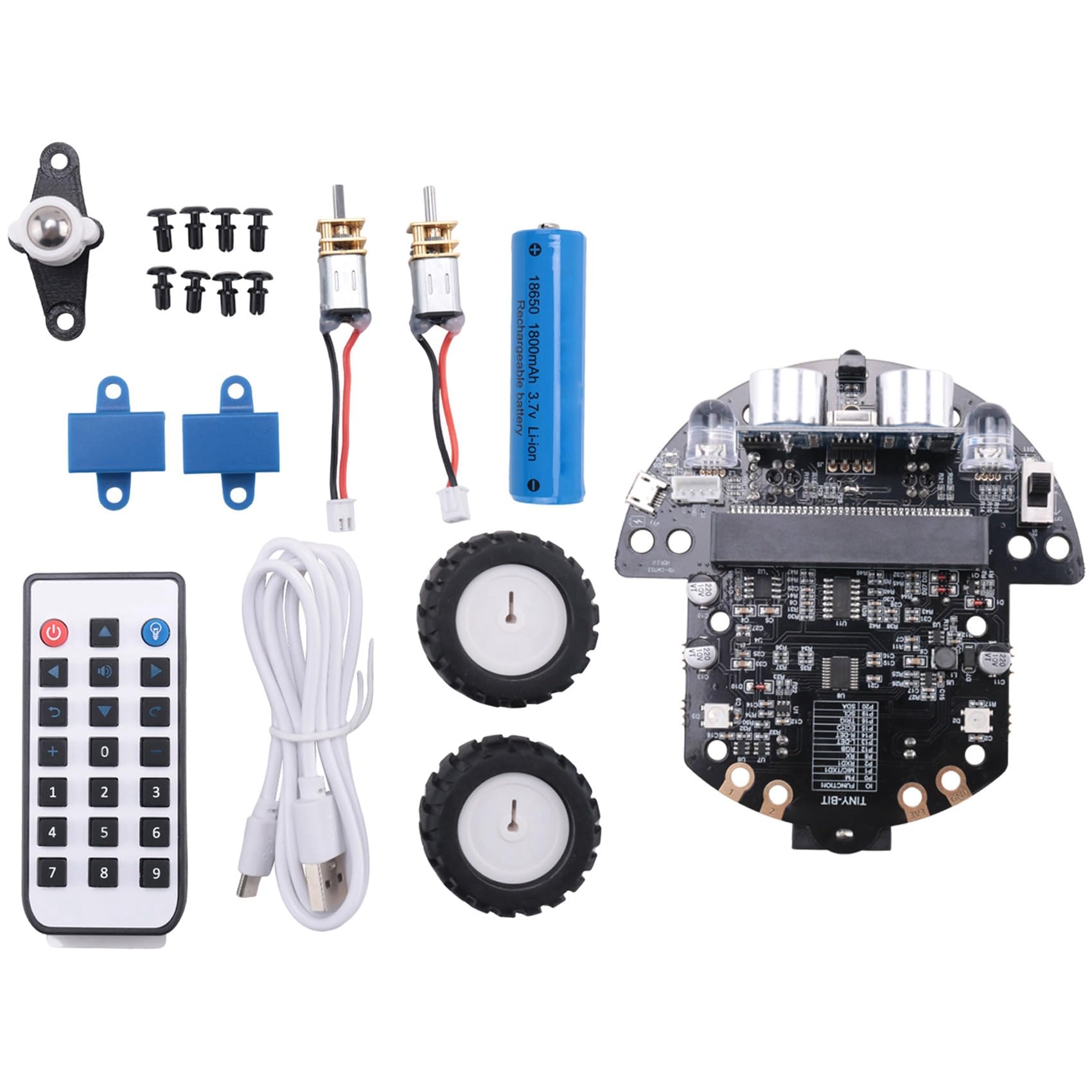 Robot Kit RobóTico Programable Basado en Microbit V2 y V1 para EducacióN de CodificacióN Stem con BateríA Recargable (A)
