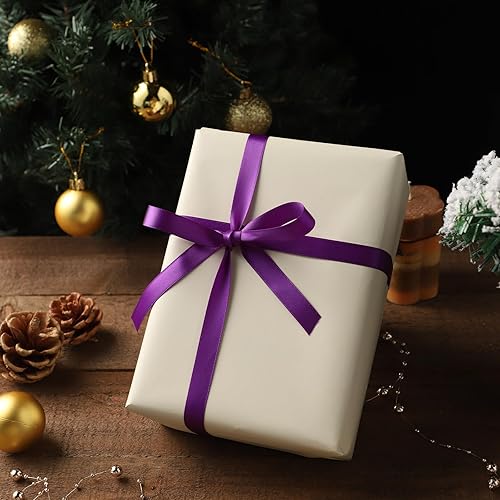 Miniatura 6 de Cinta de satén de doble cara de color sólido de 14 pulgadas x 50 yardas, cintas perfectas para envolver regalos, invitaciones de boda, decoración de