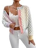 Women's Button Up Colorful Cropped Cardigan Fall Clothes Cute Trendy 2025 Knit Tweed Sweater Jacket