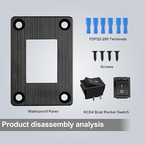 Vista 17 de Interruptor basculante de barco KCD1 negro de 2 posiciones y 2 pines SPST interruptor de panel 6A 250VCA 10A 125VAC, con 4 terminales azules 1pcs