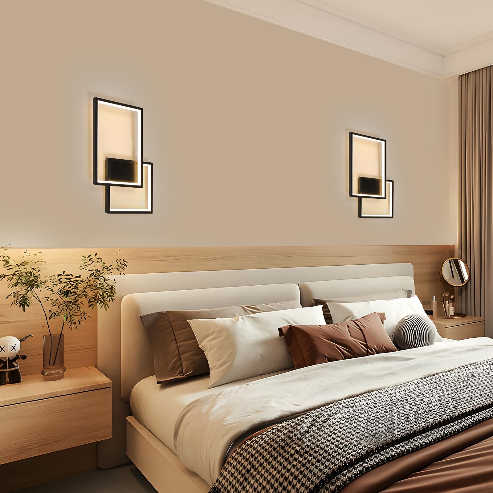 41CM Applique da Parete Interno LED 34W Lampada da Parete 3000K | 34W 3825LM Moderno Nero Lampada a Muro in Alluminio per Camera da Letto Soggiorno Scale Corridoio, Bianca Calda 3000K
