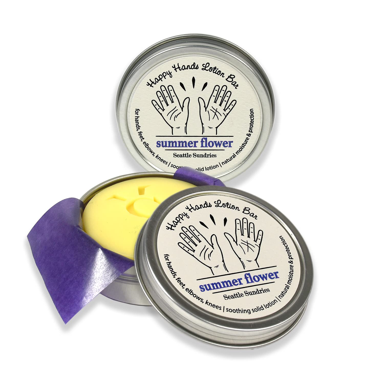 Lavender & Ylang Ylang Natural Solid Lotion Bars with Beeswax & Shea Butter 2x (1.15oz) in Travel Tns, Moisturize & Protect Skin - Lotion Set for Women from Seattle Sundries 1.15 Ounce (Pack of 2)