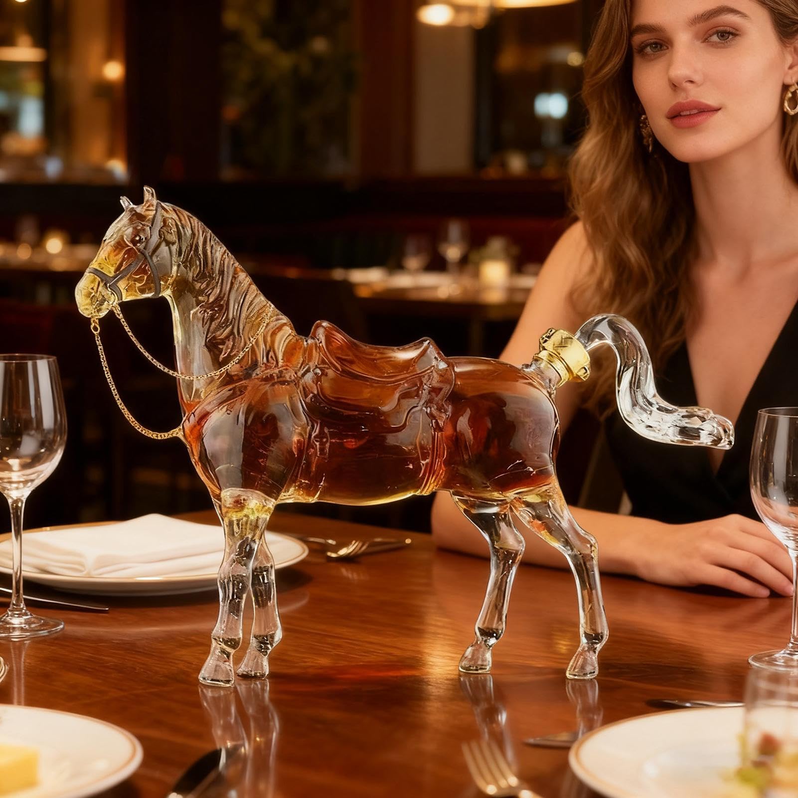 Dispenser per whisky a forma di cavallo, bottiglia di a forma di cavallo, dispenser personalizzato per liquori, contenitore trasparente per vino, decanter per cocktail bar, bevande