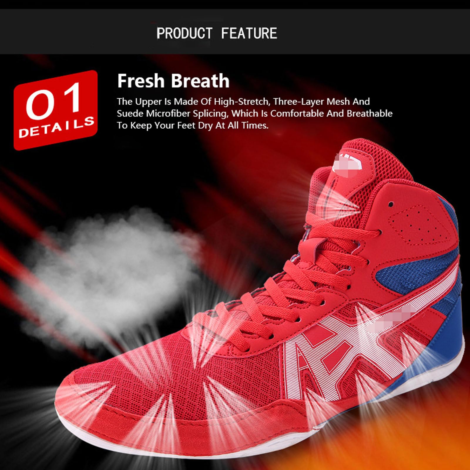 Zenithia Scarpe da Wrestling Calzature Sportive da Combattimento Ad Alta Trazione Scarpe per Bodybuilding Sport E Tempo Libero Traspiranti Non-Slip Leggero Resistente per Leggere Camminare