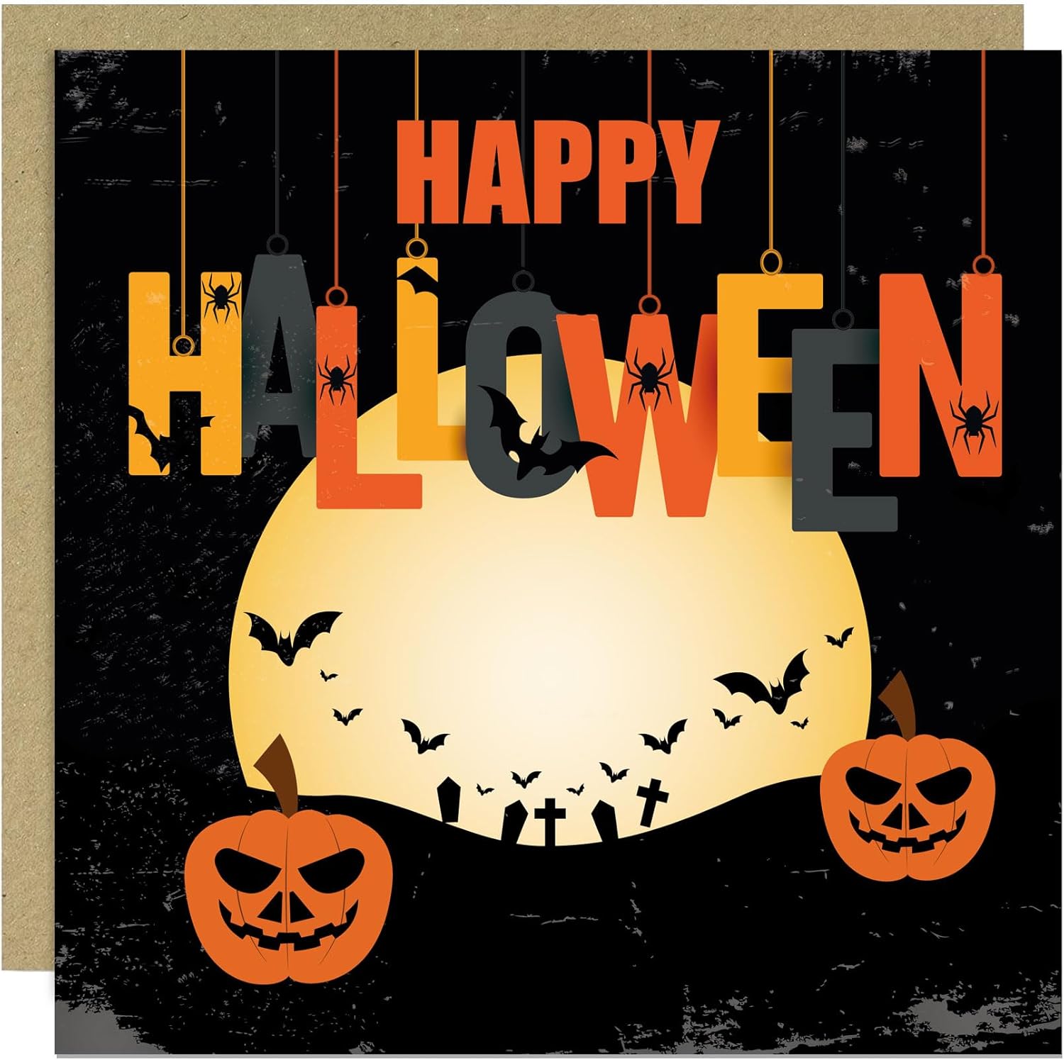 RED OCEAN Halloween Cards Multipack of 6 Greetings Cards With Kraft Envelopes 145x145mm Pack of 6 Spooky Designs For Kids Children Friends Family