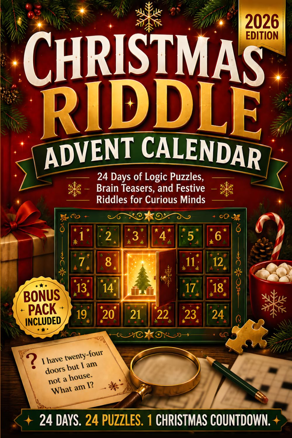 Christmas Riddle Advent Calendar: 24 Days of Logic Puzzles, Brain Teasers, and Festive Riddles for Curious Minds (The Christmas Countdown Collection)