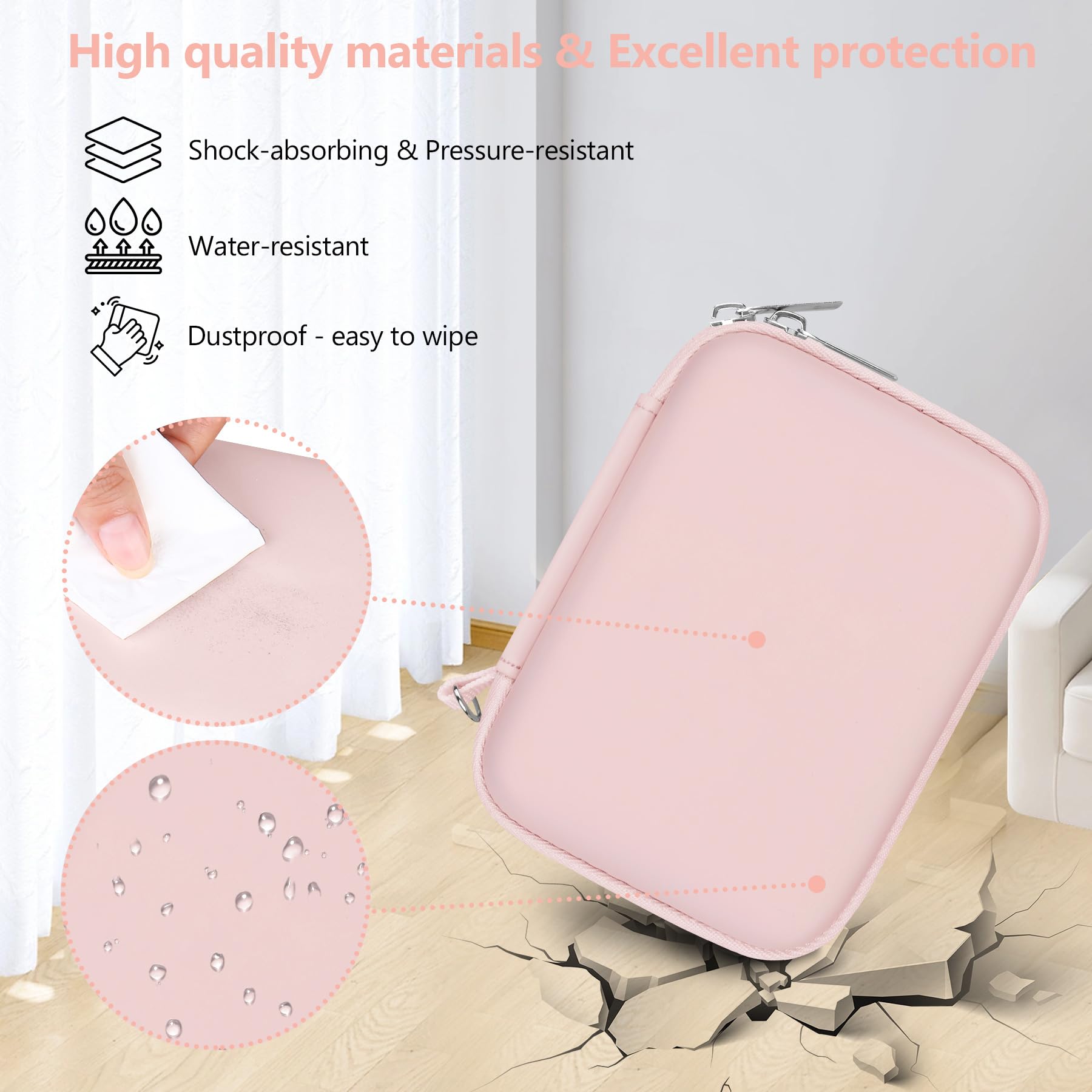 Cassa per fotocamera digitale compatibile con fotocamera digitale Kodak PIXPRO FZ55 FZ45, borsa di viaggio per archiviazione della fotocamera Vlogging con tasca in rete per cavo USB, Rosa