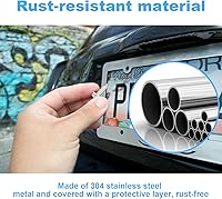 Vista 5 de Ziciner Kit de tornillos para placa de matrícula a prueba de óxido, kit de tornillos de acero inoxidable antirrobo para automóvil, pernos de montaje