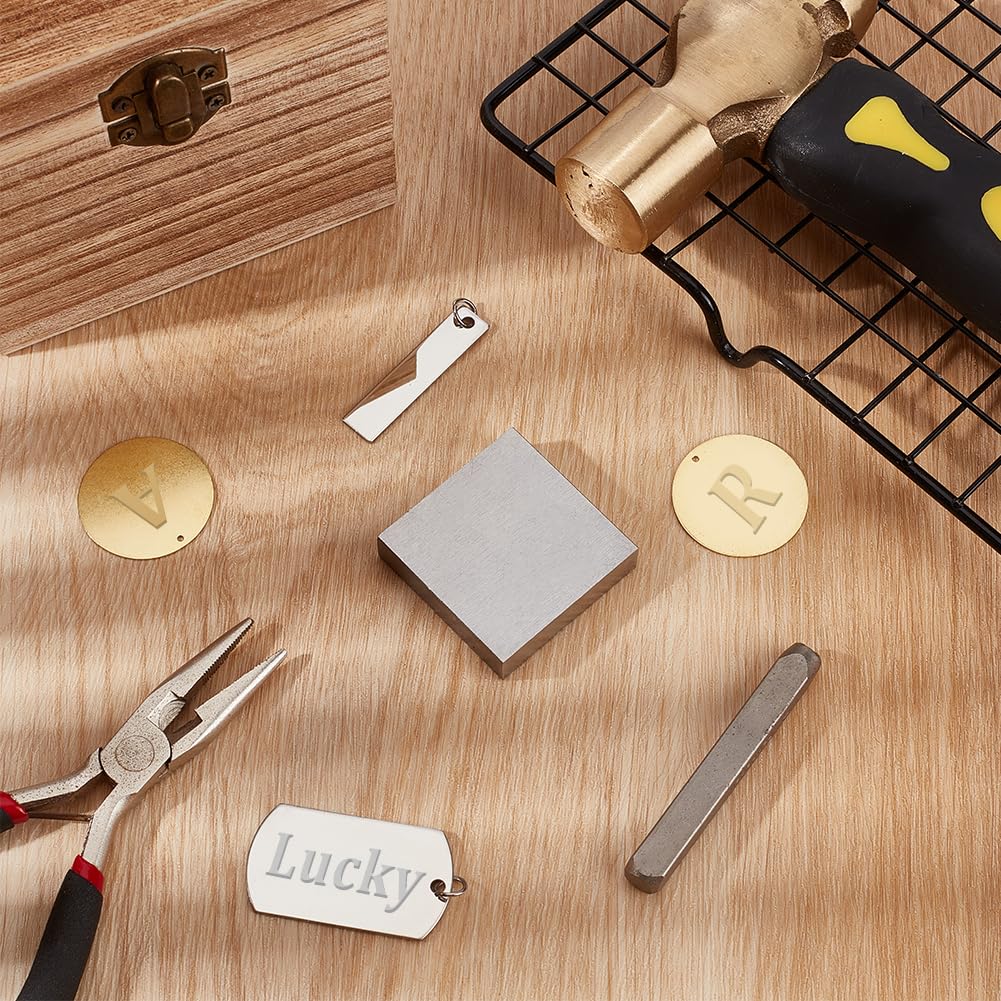 UNICRAFTALE 1 Pc Work Bench Blocks Square Steel Anvil Workbenches Flat Jewelers Tool Metal Bench Block Jewelry Stamping Block for Jewelry Making Repairing Stamping DIY Tools 40x40mm - Image 2
