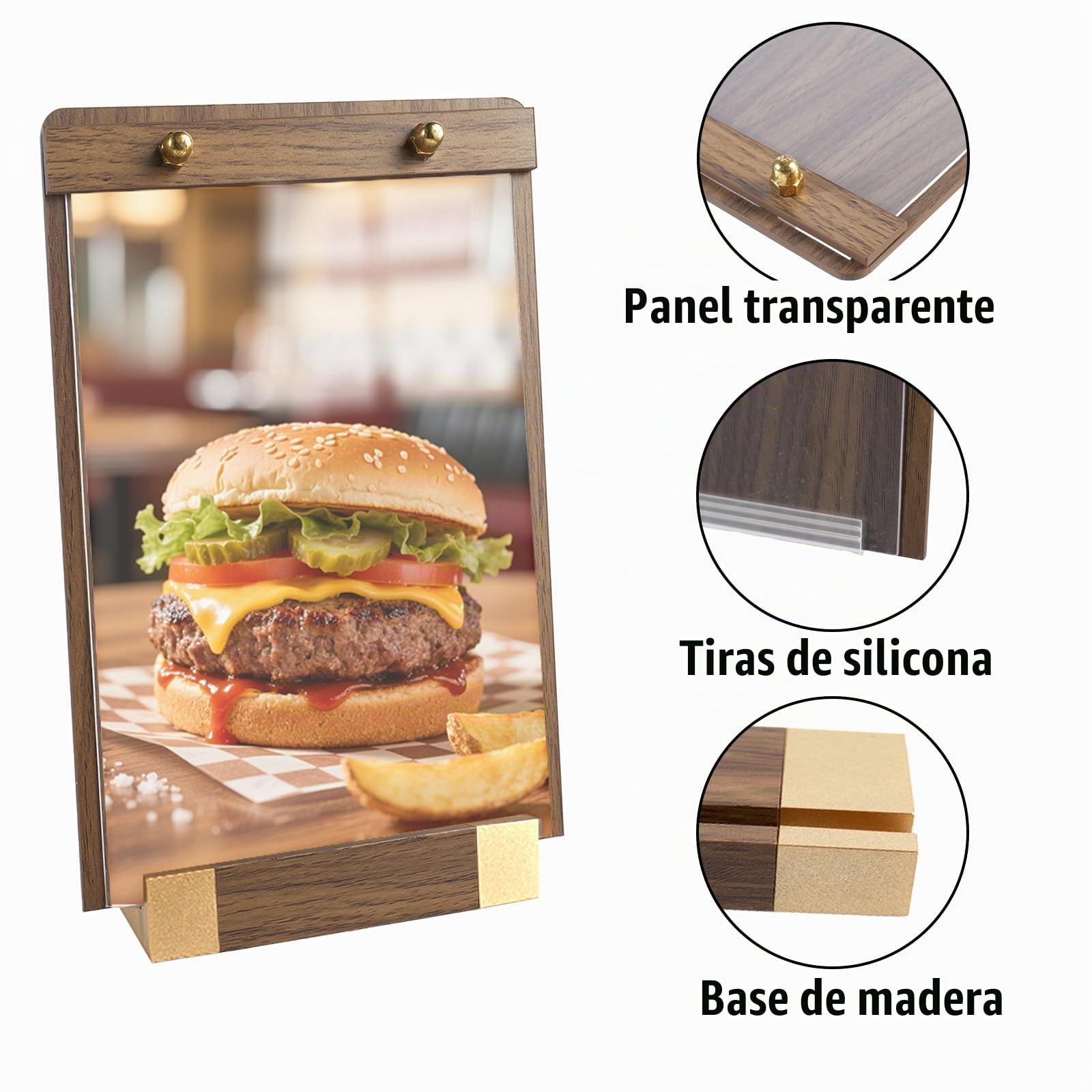 6 Piezas Soporte Menú A5 para Letreros de Acrílico