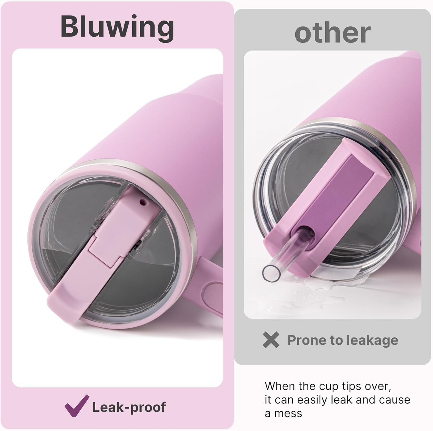 30 oz Leak Proof Flip Straw Lid for Stanley Quencher H2.0 and ProTour Tumbler, 30 oz Replacement Lid for Stanley Cup, Spill Proof(Rose Red) - Image 9