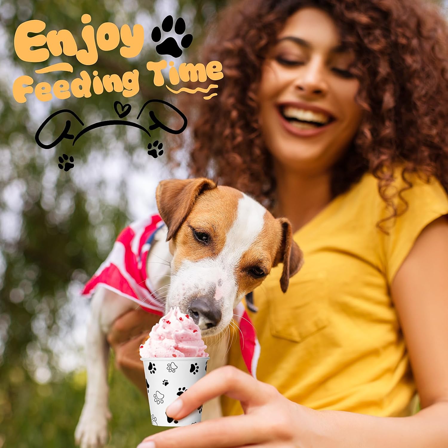 Yungyan 100 Pcs 3 oz Tiny Pup Cups for Dogs Mini Whip Cream Disposable Paper Cups Mini Puppy Dog Paw Pattern Snack Container for Puppy Food Treat Feeding Pet Theme Party Supplies (Black)